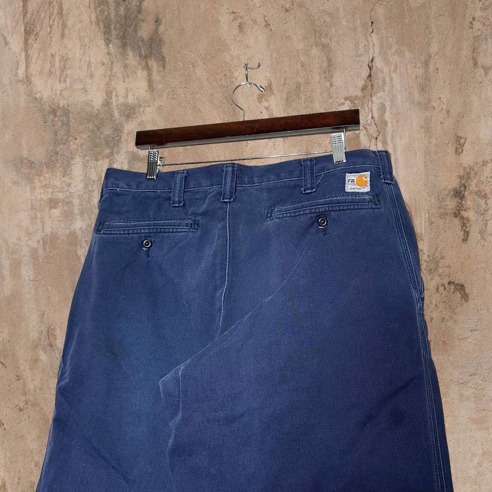 Fire Resistant Carhartt Work Pants Navy Blue White Logo